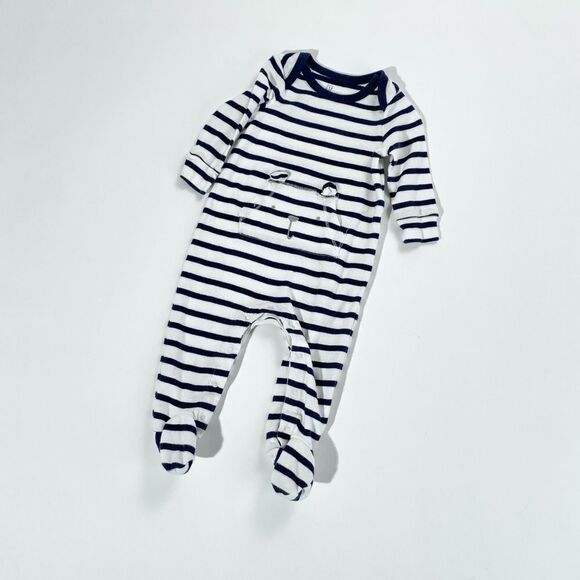 Navy stripe teddy bear onesie by babygap - Picture 1 of 8